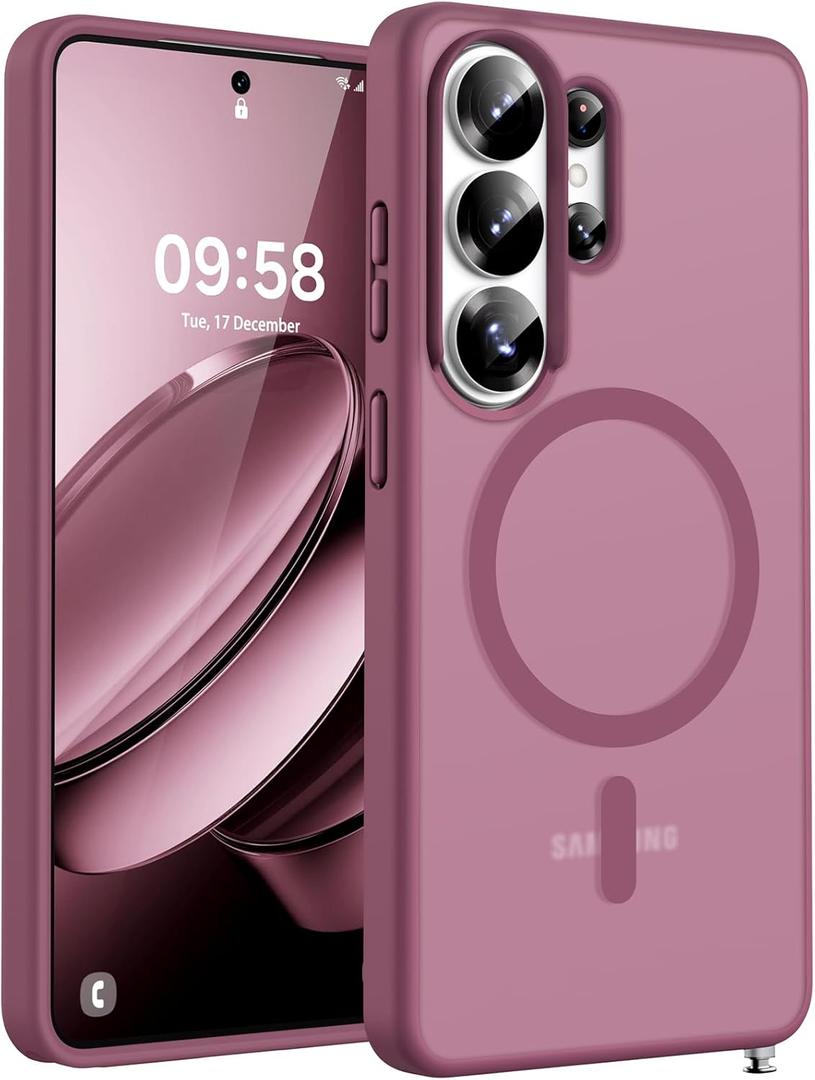 TOCOL for Samsung Galaxy S26 Ultra Case, Built-in Magnetic Ring, Drop Protection, Slim Translucent Matte Phone Case for Galaxy S26 Ultra 6.9 inch (Plum)