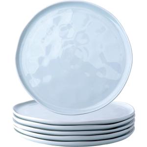 LERATIO Dinner Plates,10.5 inch Ceramic Plates Set of 6,Handmade Porcelain Plates for kitchen with Wavy Edge,Microwave & Dishwasher & Oven Safe,Light weight & Scratch Resistant Dishes Set