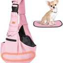 CUBY Dog and Cat Sling Carrier - Hands Free Adjustable Small Pet Sling - Soft Pouch and Tote Design - Suitable for Puppy, Small Dogs Cats Outdoor, Pink