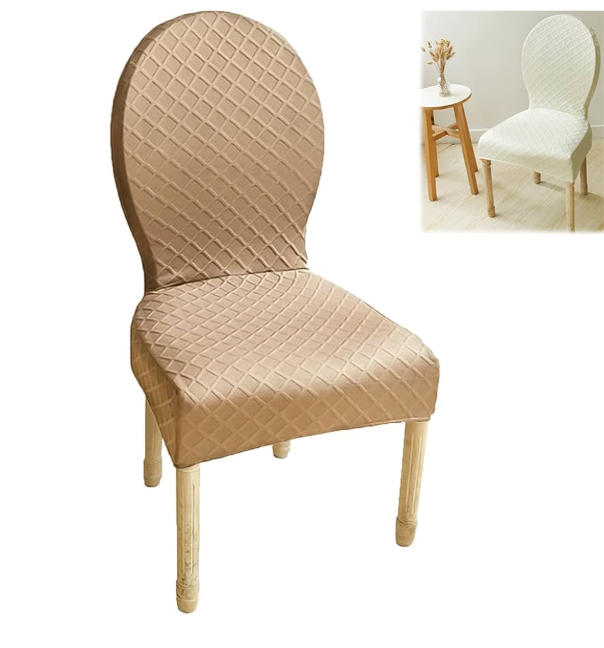 Dining Room Chair Slipcovers - Round Back Covers, Set of 1/2/4/6 Protectors (Khaki,2pcs)
