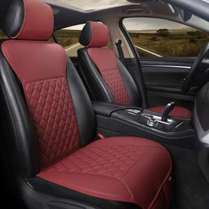 Black Panther 1 Pair Car Seat Covers, Luxury Car Protectors, Universal Anti-Slip Driver Seat Cover with Backrest, Diamond Pattern (Wine Red)