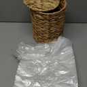 Ctosree 1.3 Gallons Small Trash Can with Lid Handle Boho Woven Braided Bathroom Waste Basket Trash Can with 100 Garbage Bags for Bedroom Office Laundry (Natural,Braided Wicker,Round)