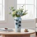 Blue Ceramic Vase 9 Inch - Modern Decorative Flower Vase for Centerpiece, Kitchen Table Living Room Home Decor