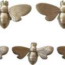 Waowumar Bee Wall Decor Rustic Gold Wall Hangings Resin Bee Wall Art 5 Pieces