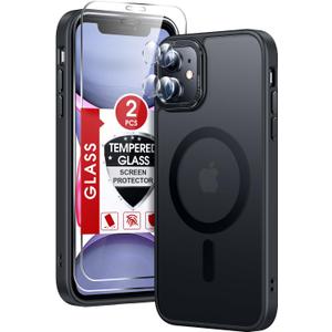 LeYi for iPhone-11 Phone Case with Screen Protector X2 + Camera Cover X2, Compatible with MagSafe Magnetic Funda para i Phone 11case Military Grade Protective Women Men Cases ipone 11, Black