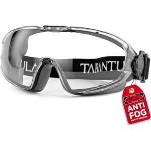 Tarantula ANSI Z87.1+ Safety Goggles Over Glasses, Anti-Fog & Anti-Scratch, Adjustable Strap, Lab Eye Protection, Woodworking (One Size, Clear & Grey)