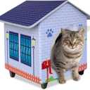 Elevated Cat Houses for Indoor/Outdoor Covered Kitten Beds Feral Cat Shelter Hideaway Bed Easy to Assemble