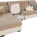 ShowyLive 2025 New Wear-Resistant Universal Sofa Cover, Stretch Couch Cushion Slipcovers Replacement, Anti-Slip L Shape Sofa Covers, Chaise Lounge Sofa Slipcover (Weave Camel,Large Single Seat Cover)