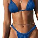 Rooscier Women's Retro Halter Triangle Top Push Up 2 Piece String Bikini Set Swimsuits Size L