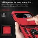 for Google Pixel 9 Pro XL Case with Camera Lens Cover, HD Screen Protector, 10 FT Military Grade Drop Protection, Magnetic Ring Holder Kickstand Protective Phone Case, Red