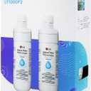 LG LT1000P2 6-Month / 200 Gallon Refrigerator Replacement Water Filter, Reduces Chlorine, 2 Count (Pack of 1), White.