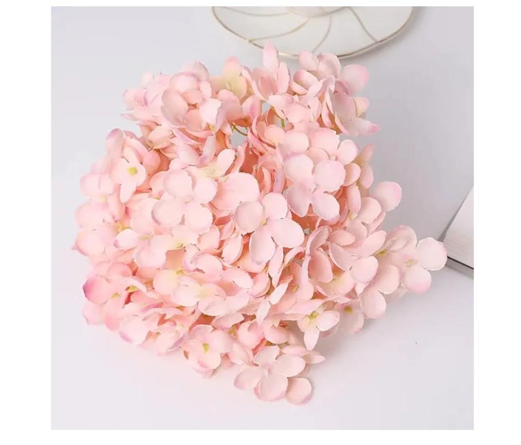 Artificial Hydrangea Flower 20cm Big Flower Head European-Style Simulation Flower Hydrangea Wedding Decoration(Korean Powder), 5 Pack