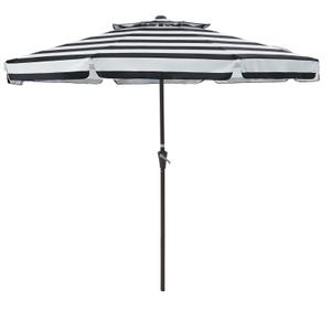 JEAREY 9' 2-Tiers Patio Umbrellas Outdoor Market Table Umbrella w/Push Button Tilt/Crank, 8 Sturdy Ribs, UV Protection Waterproof Sun proof(Black Stripe)