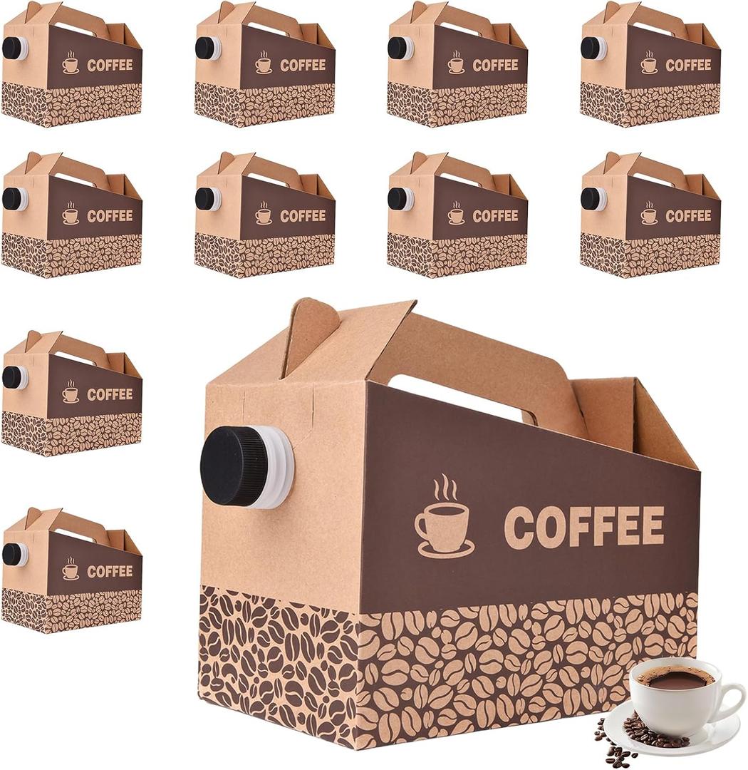10 Pack 96 oz Disposable Coffee Dispensers, Coffee Box with Handle, easy to carry,suitable for storing hot and cold drinks, coffee boxes for catering, suitable for catering services, offices.