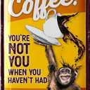 LANOLU Vintage Coffee Sign - DRINK COFFEE MONKEY, Funny Kitchen Signs, Metal Decor 12x8