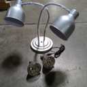 Kitchen Heat Lamp Food Warmer Single/Double Bulbs Buffet Carving Station lamp Display Heating Preservation Light,Portable 250 watt Heat Lamp (Color : Silver, Size : Double head)