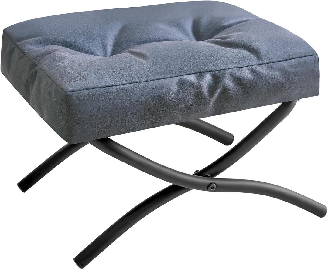 IBUYKE 11.8” H Folding Footrest Stool, Rectangle Small Foot Stool Accent Ottoman for Lazy Chair, Modern Portable Ottoman Foot Rest for Living Room Bedroom, Blue WBD020BU