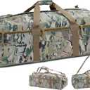 Large Military Duffle Bag Tactical Gear Load Out Bag Deployment Cargo Bag Travel Sports Equipment Duffel Luggage Bag with Backpack Straps 90L (AT CAMO)