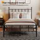 Homeiju Twin Size Bed Frame with Headboard, Heavy-Duty Platform with Metal Slats Support, No Box Spring Needed/Easy Assembly, Matte Black