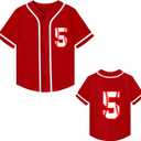 Mowbeat Toddler Baseball Jersey Kids 5 Year Old Birthday Shirt Boy 5th Birthday Party Short Sleeve Button T Shirts (Red, Size 4)