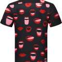 Men's Food Cars Print Shirts Hawaiian Short Sleeve Casual Tropical Funky Button Down Shirt (L)
