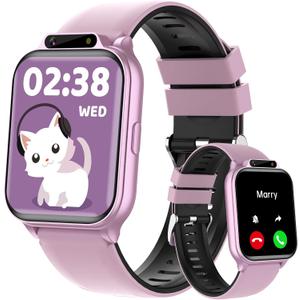Smart Watch for Kids, 1.85" Fitness Tracker with Heart Rate, Sleep Monitor, IP68 Waterproof Smartwatches with Video Music, Pedometer, Game, NO APP/Phone, Gift for Boys Girls. (Classic, Pink)