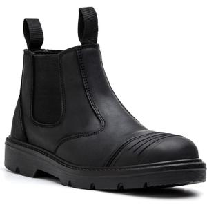 Steel Toe Boots for Men Waterproof, 6" Oiled Full Grain Leather Slip on Work Boots, Non-Slip, Puncture-Proof, Breathable, Comfortable Outdoor Lightweight Mens Work Boots (8, 2201 Black)