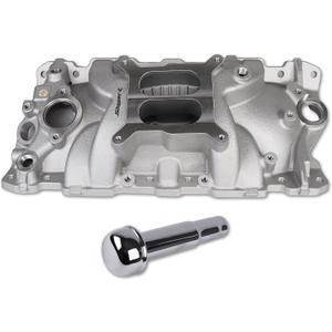 2703 Intake Manifold Aluminum Dual Plane with Oil Fill Tube Compatible with Chevy Small Block SBC 305 327 350 1955-1986 262-400 V8 Engine
