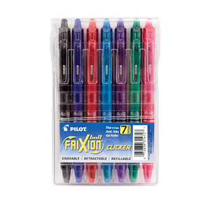 Pilot FriXion Erasable Gel Pens, Fine Point 0.7 mm Erasable Pens, Pack of 7 Assorted Colors