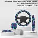 Neon Skull and Flower Steering Wheel Cover with 2 Pcs Car Coasters Neoprene Steering Wheel Cover for Women Men Anti-Slip Breathable Car Accessories Universal 15 Inch Fit Auto Cars Trucks