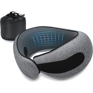 Neck Travel Pillows for Airplanes Memory Foam Neck Comfort Pillow Compact Ergonomic Design Sleeping Essentials for Long Flights Car Rides and Home Use (Grey)