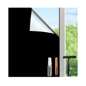 HIDBEA Mirror Blackout Window Film,100% Light Blocking Room Darkening Window Privacy Film,Mirror Glass Window Film Heat Control, Removable Window Cover Tint for Day Sleep (Mirror Black,17.5in x 6.5ft)