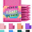 Yens Poly Bubble Mailers 8.5x12 25 Pack Hot Pink Waterproof Self Seal Adhesive Shipping Bags, Cushioning Padded Envelopes for Shipping, Mailing, Packaging Usable 8.5x11