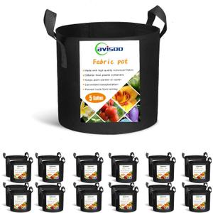 24-Pack 5 Gallon Grow Bags, Heavy Duty Thickened Non-Woven Plant Fabric Pots with Reinforced Handles