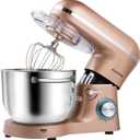 Aucma Stand Mixer,6.5-QT 660W 6-Speed Tilt-Head Food Mixer, Kitchen Electric Mixer with Dough Hook, Wire Whip & Beater (6.5QT, Champagne)