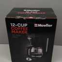 Mueller 12-Cup Drip Coffee Maker - Borosilicate Carafe, Auto-Off, Reusable Filter, Anti-Drip, Keep-Warm Function, Clear Water Level Window Coffee Machine, Kitchen Essentials & Accessories (Black)
