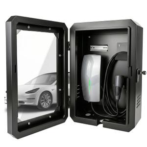 Wall-Mounted EV Charger Protection Box Compatible with Tesla Standard Most EV Chargers, Universal Weatherproof Charging Station Cover Case with Lock for Indoor, Outdoor, Home and Commercial