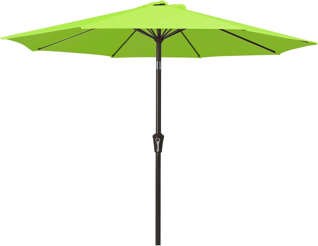 MEWAY 9ft Patio Umbrella Outdoor Table Umbrellas with Push Button Tilt and Crank, Market Umbrella 8 Sturdy Ribs for Deck, Garden, Pool and Backyard, Apple Green