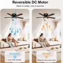 GREENEVER 52" Ceiling Fan with Lights, Remote, Flush Mount Low Profile | Quiet Reversible DC Motor, 6 Speed, 3CCT Dimmable Memory LED, 5 Blades, Noiseless, Modern Fan for Bedroom Living Room Kitchen