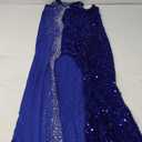 PORRCEY Women's Sexy Elegant Rhinestone Sleeveless Party Club Night Hot Drilling Clubwear Evening Dresses (9 Blue)