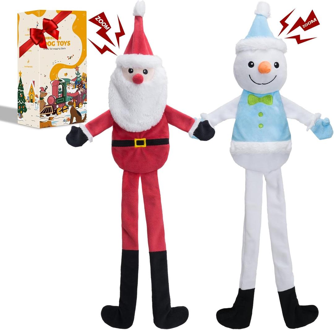 HGB Squeaky Christmas Dog Toys, Plush Crinkle Dog Toys for Large, Medium, Small Dogs to Keep Them Busy & Reduce Anxiety, Holiday Pet Gifts, 2 Pack