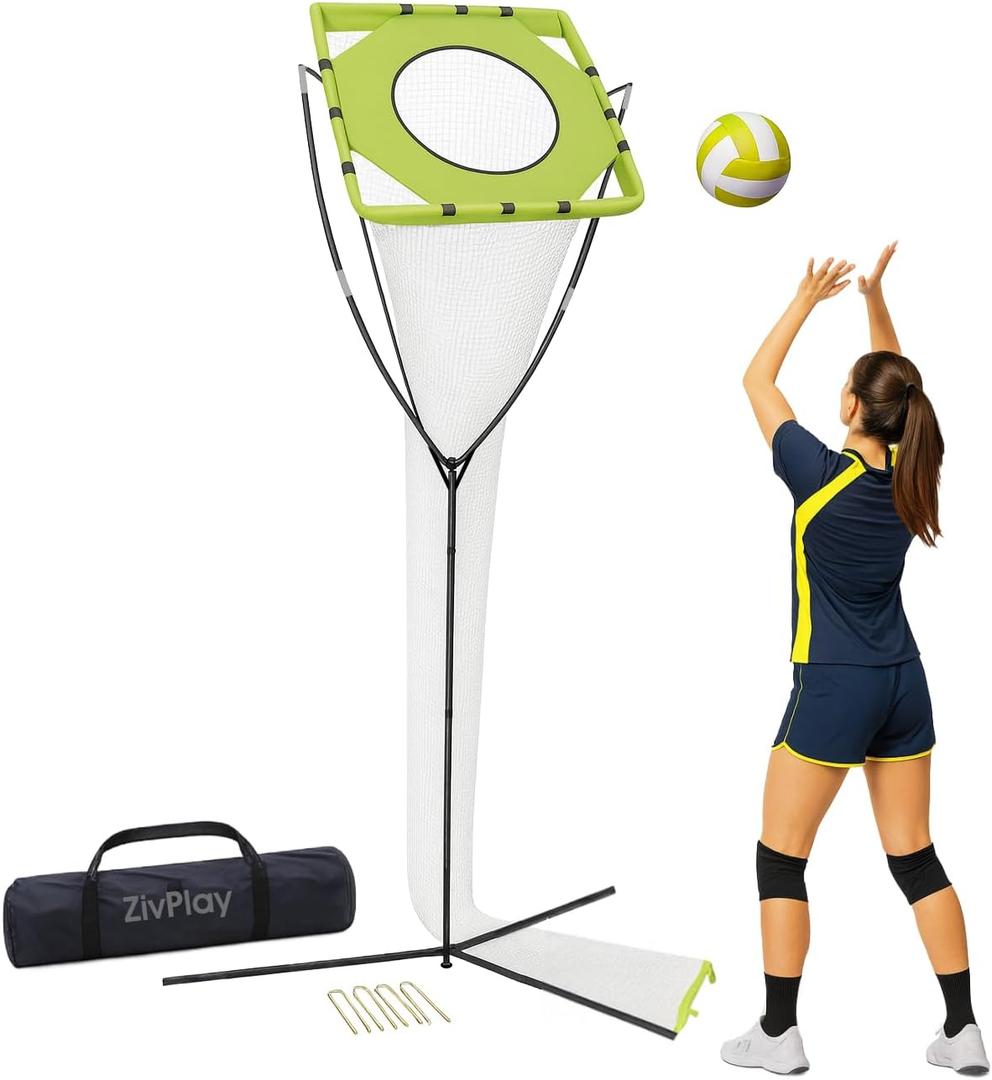Volleyball Setter Training Net Volleyball Setting Trainer with Target Cloth Adjustable Height 7.5 to 11.5 ft Adjustable Angle for Indoor Outdoor Serving Spiking and Setting Practice Includes Carry Bag