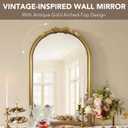 Large Vintage Arched Champagne Gold Bow Wall Mirror 24"x39" | Baroque, Twisted Rope Metal Frame, Carved Bow Design, Antique French Ornate Mirror for Entryway/Hallway/Bathroom
