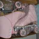 Roller Skates for Women or Men with Height Adjustable Rubber Stoppers Retro Suede Quad Roller Skates for Outdoor and Indoor Size 8