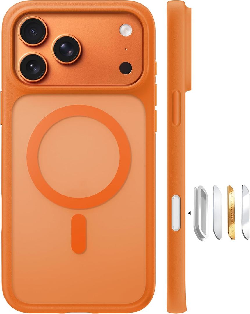TORRAS Magnetic Shockproof for iPhone 17 Pro Case, Camera Control, Fit for MagSafe, Military-Grade Protection, Translucent Slim Case for iPhone 17 Pro Phone Case Anti-Fingerprint, Cosmic Orange