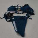 ZAFUL Women's Cutout Bikini Criss Cross Textured Metal High Leg Bikini Sets Cheeky Swimswear Two Piece Swimsuit, Size: M