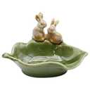LIDSCURA Rabbit Ceramic Soap Dish, Decorative Bunny Soap Plate, Sponge Holder,Key Bowl & Jewelry Tray, Green - Bathroom, Kitchen, Counter Organizer (1 Pack)