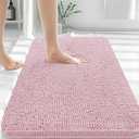 OLANLY Bathroom Rugs 30x20, Extra Soft Absorbent Chenille Bath Rugs, Rubber Backing Quick Dry, Machine Washable Bath Mats for Bathroom Floor, Tub and Shower, Home Decor Accessories, Dusty Rose