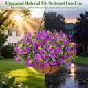 Yastouay Artificial Hanging Flowers for Outdoors, Fake Hanging Plants with Baskets, UV Resistant Hanging Flowers Fake Flowers for Outdoors Porch Patio Garden Spring Summer Decor(Purple) (10 Bundles)