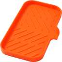 Silicone Bathroom Soap Dishes with Drain Spout-Bathroom and Kitchen Sink Organizer,Sponge Holder,Dish Soap Tray,Perfect for Dispenser,Scrubber,Bottle,Cup on Sink or Counter-Orange 9.6"5.3"
